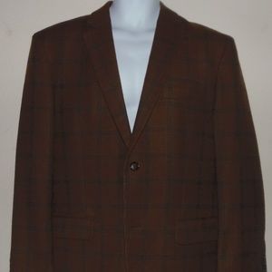 Brown w/ Black Windowpane Wool Sport Coat 42S